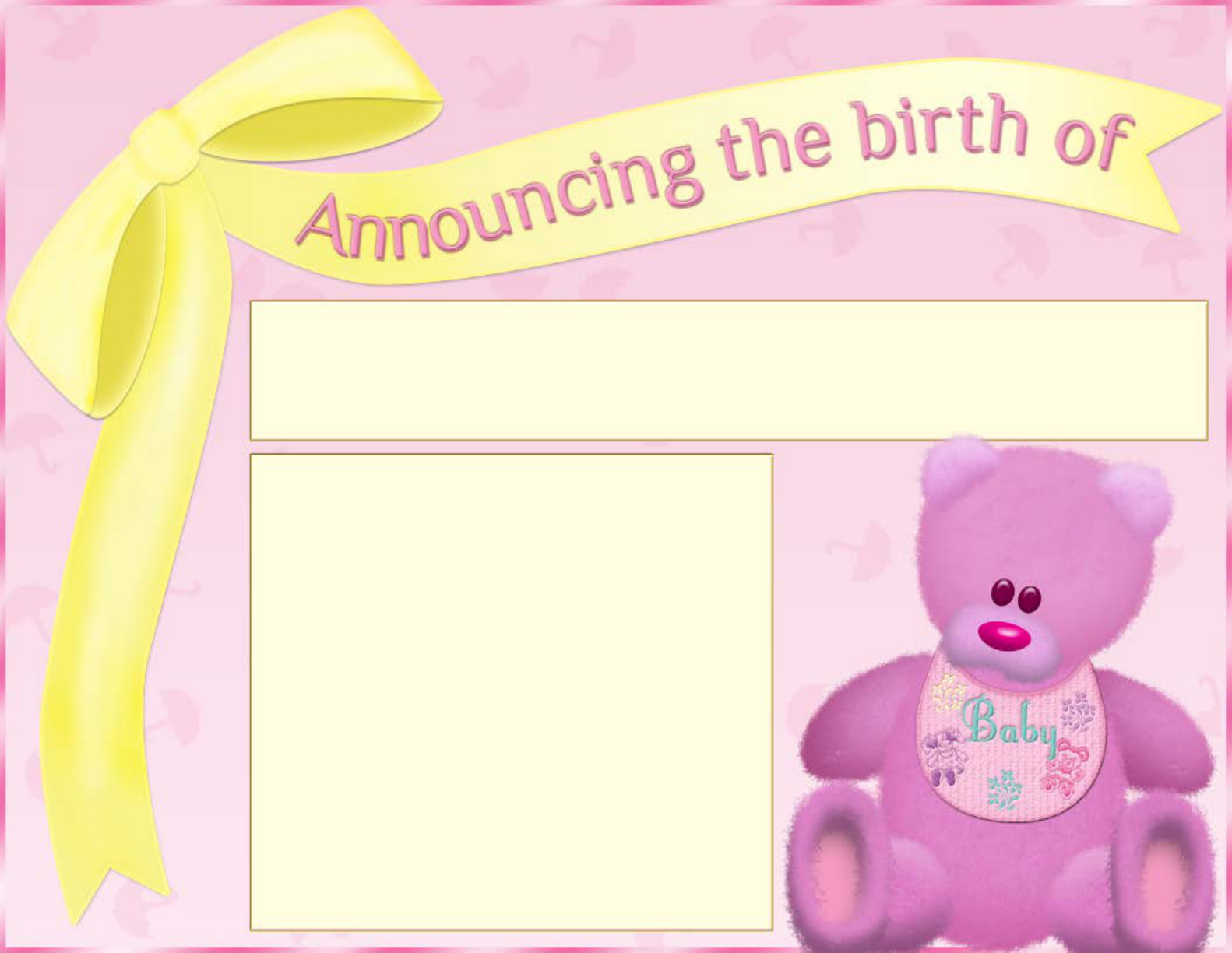 Printable Blank Birth Announcement Template