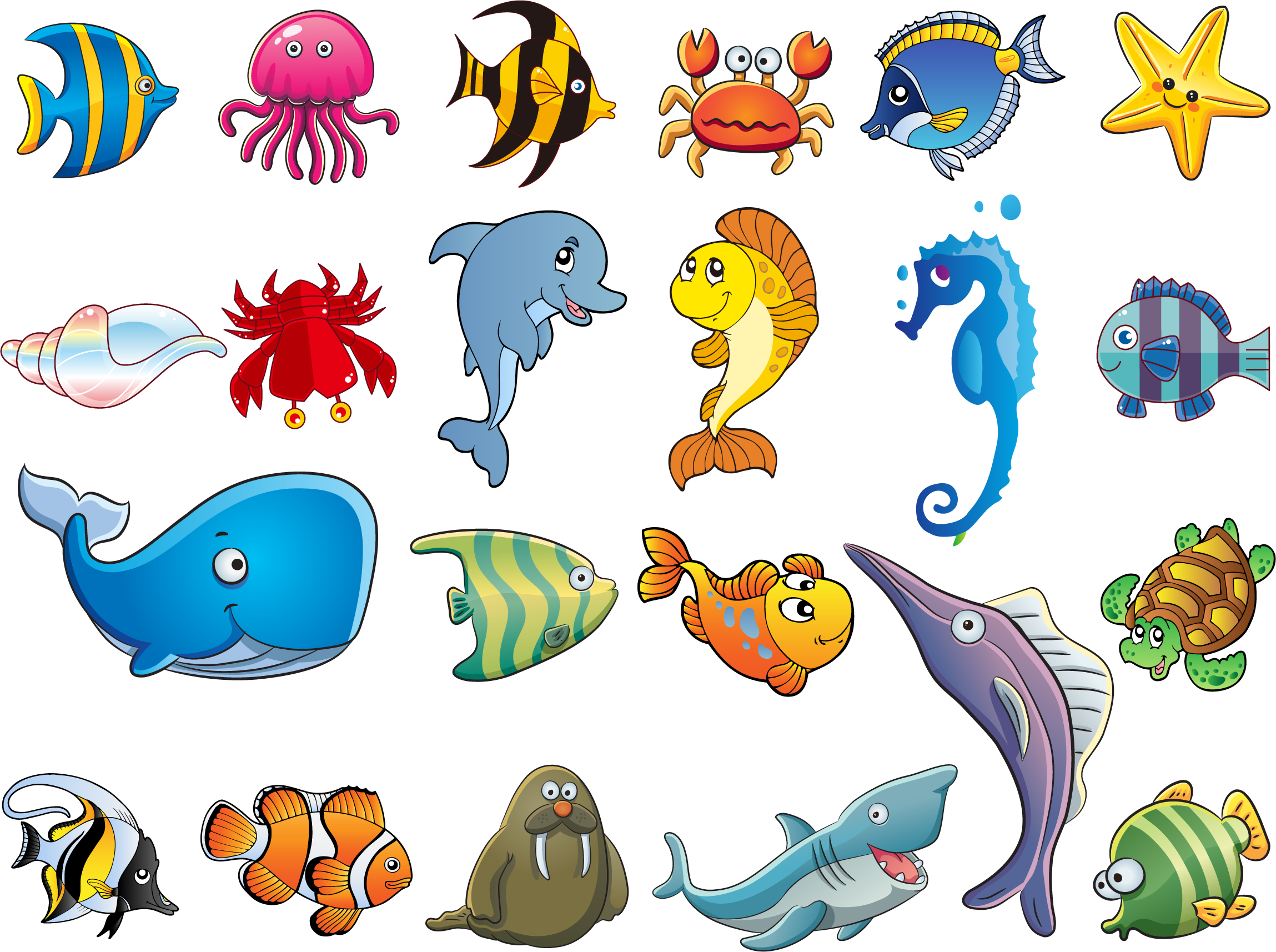 Cartoon Sea Animals PNG Transparent Cartoon Sea Animals.PNG Images