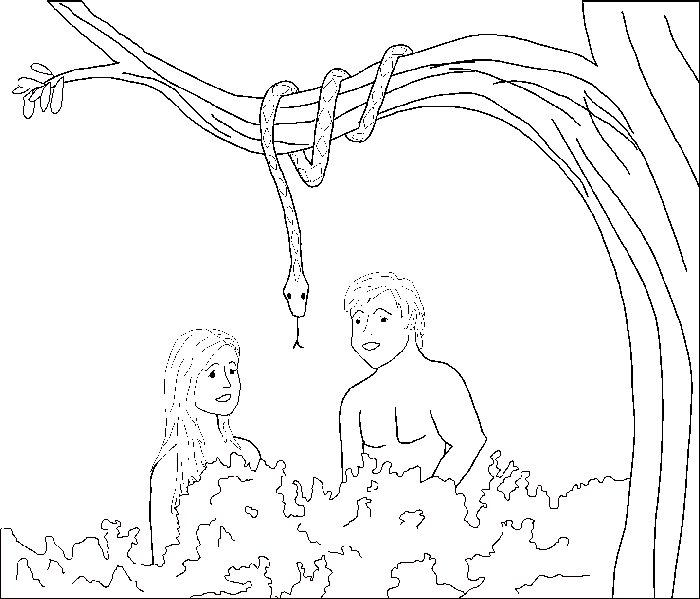 Adam And Eve PNG Black And White - 132545