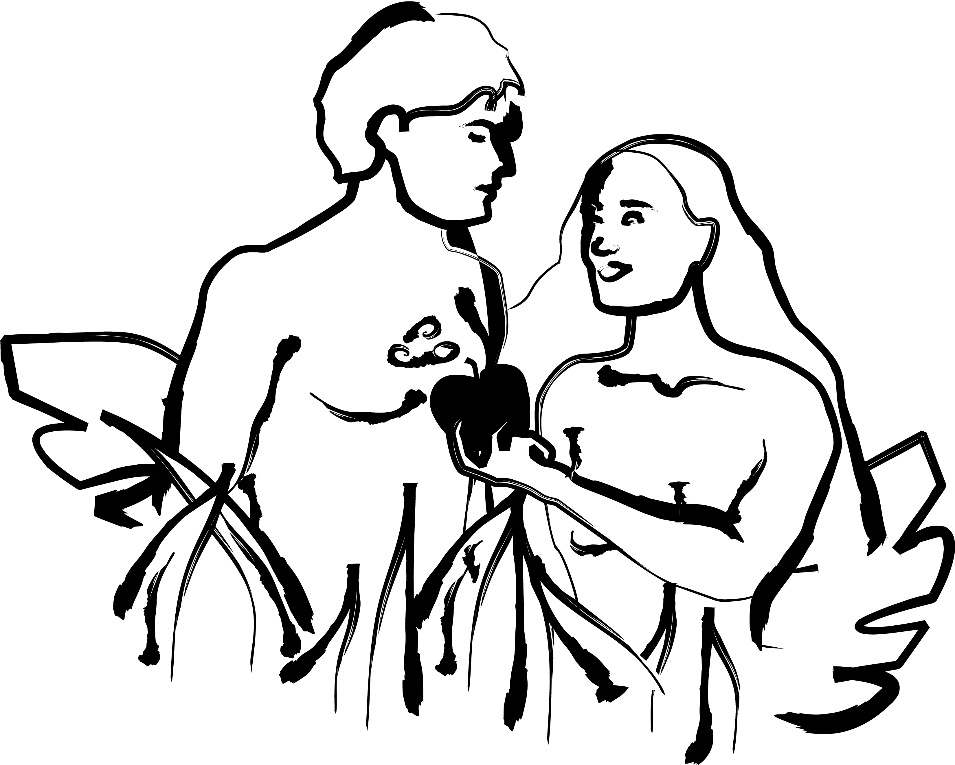 Adam And Eve PNG Black And White - 132552