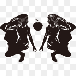 Adam And Eve PNG Black And White - 132549