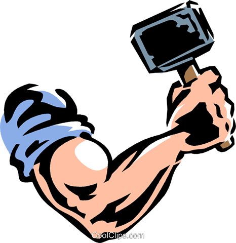 Fist holding a hammer, vector