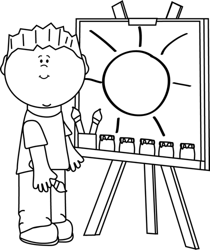 art class clipart black and w