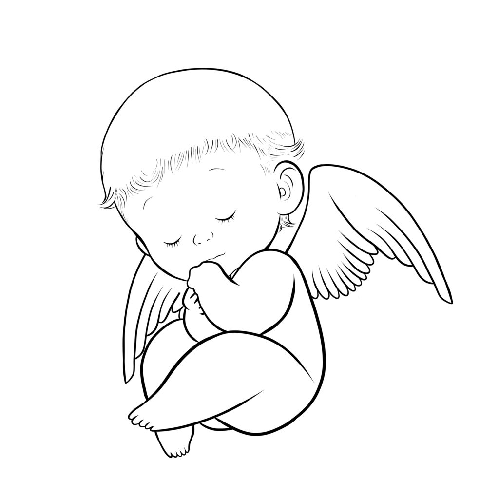 baby angel baby hand drawn ve