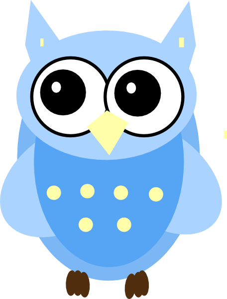 Blue Baby Owls Clipart, Cute 