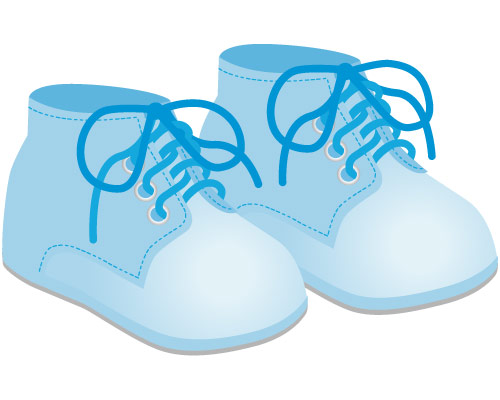 Blue baby shoes on white back