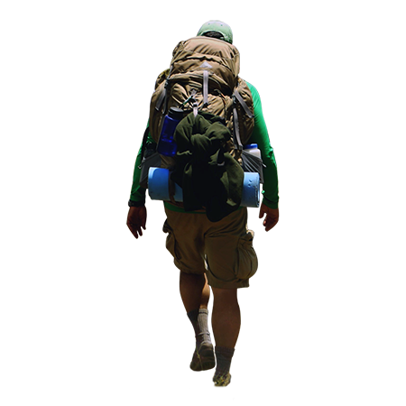 A cutout photo of a backpacki