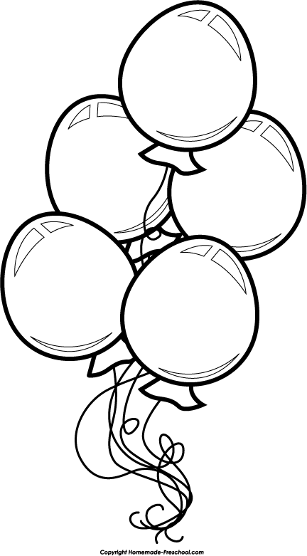 Balloons Bunch PNG Black And White