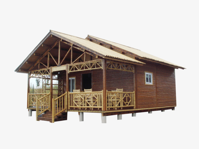 Bamboo house with rainproof b