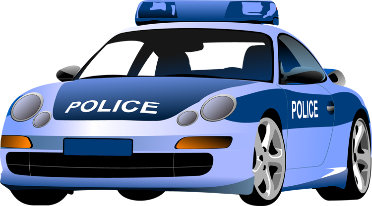 blue police car, Cartoon, Vec