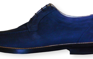 Deep blue suede shoes., Aokan