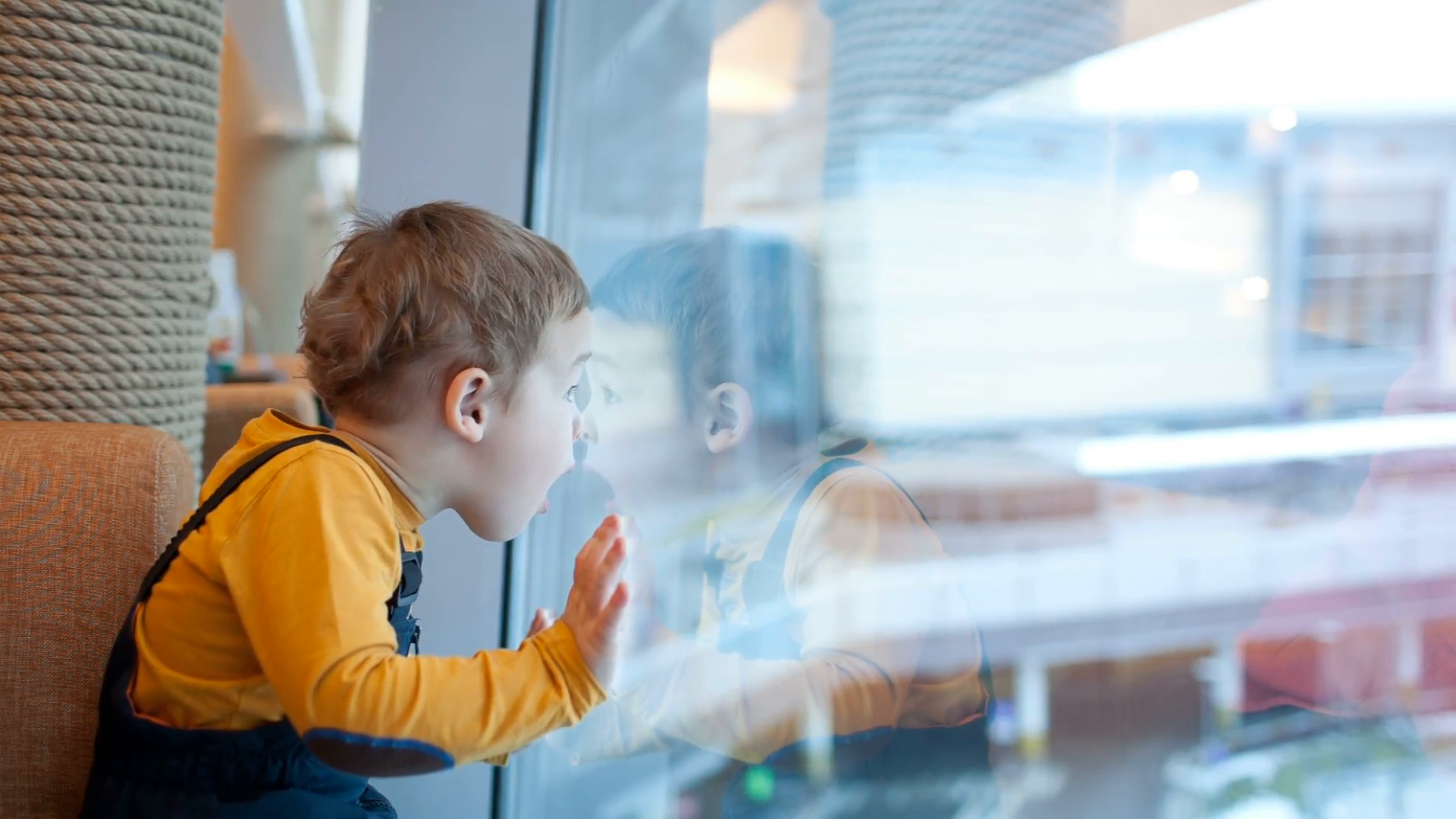 Boy Looking Out Window PNG - 166390