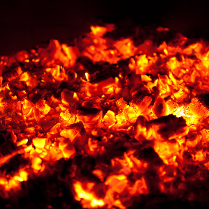 Burning coal, Close up of red