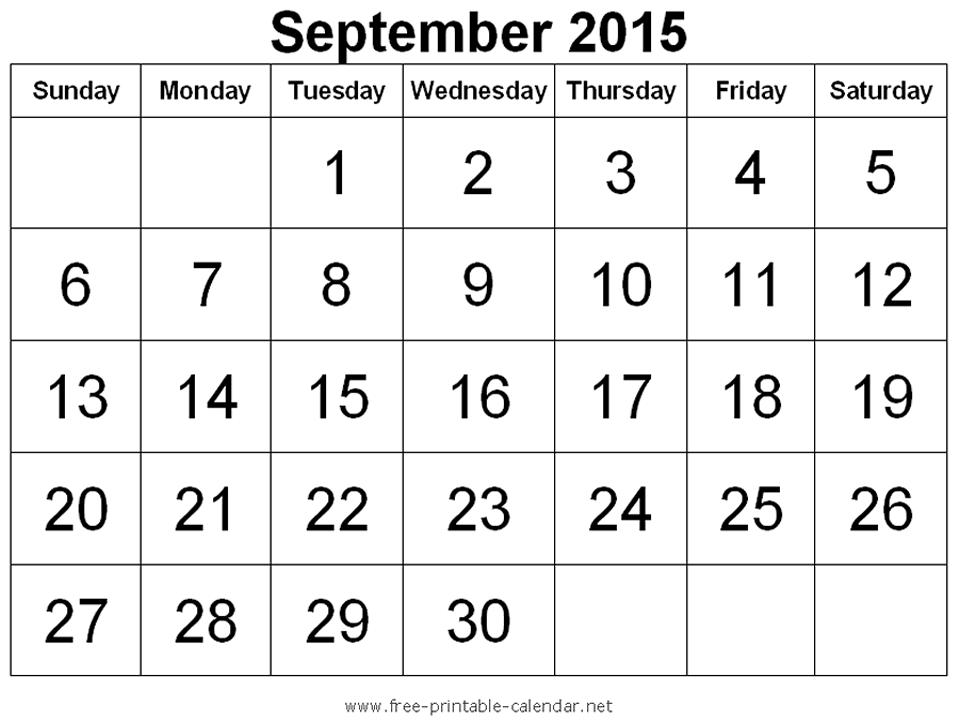 Calendar PNG September 2015 - 87550