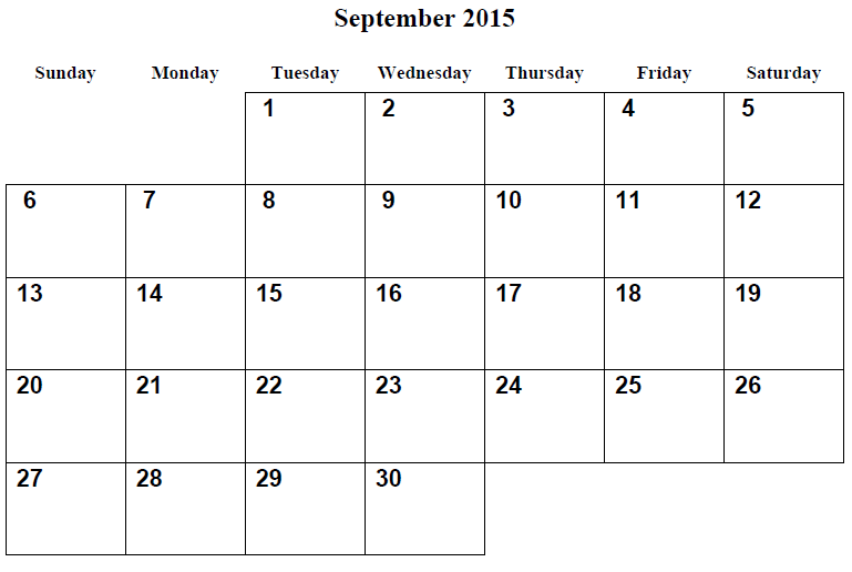 Calendar PNG September 2015 - 87563