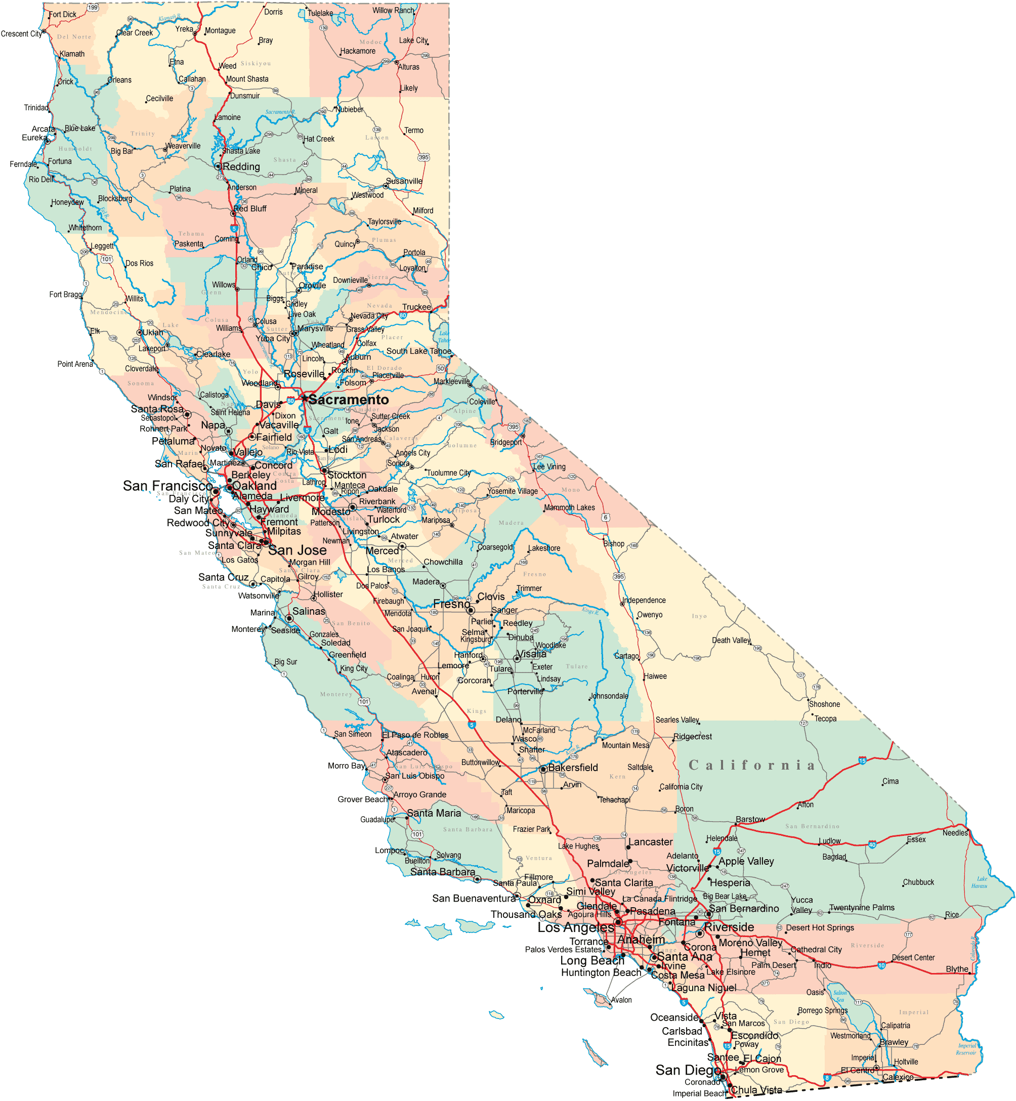 California County Map - calif