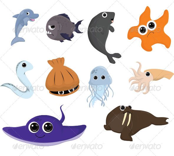 Cartoon Sea Animals PNG - 150233