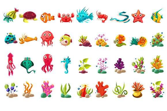 Cartoon Sea Creatures PNG - 155189