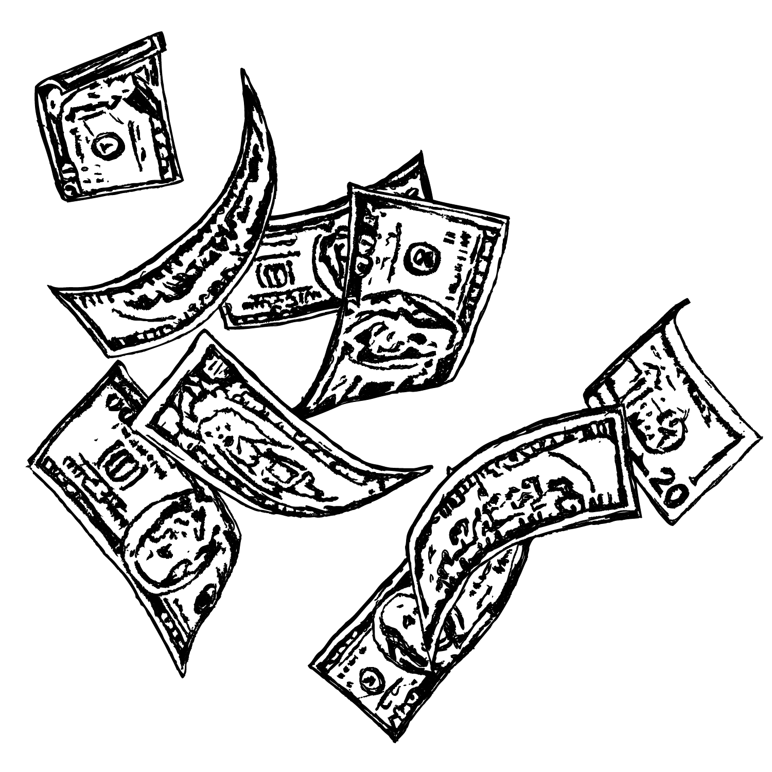 Cash PNG Black And White - 156656