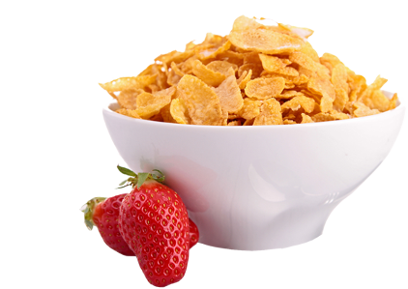 a bowl of cereal flakes with 