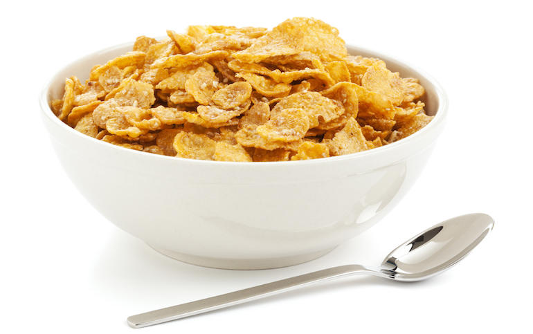 a bowl of cereal flakes with 