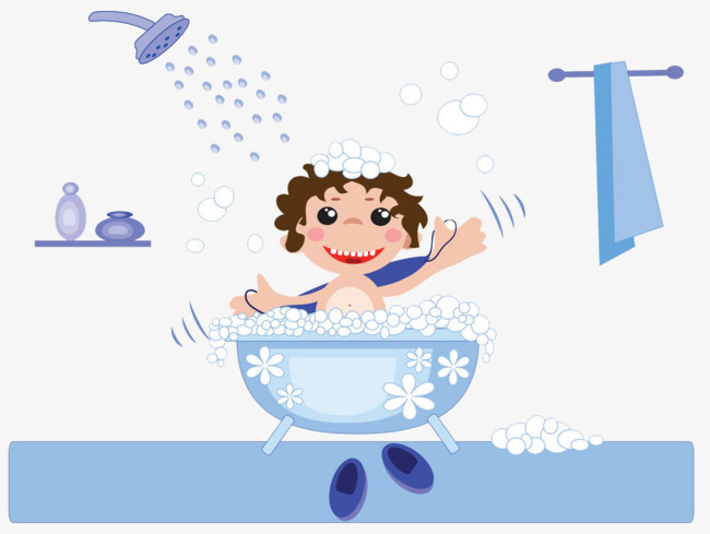 Child Taking A Shower Bath PNG - 136544