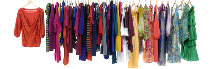 Clothes rack with various gar