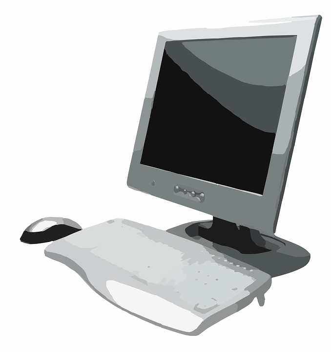 Computer, Monitor, Tastatur, 