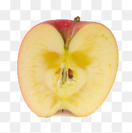 Yellow Apple Cut in half PNG 