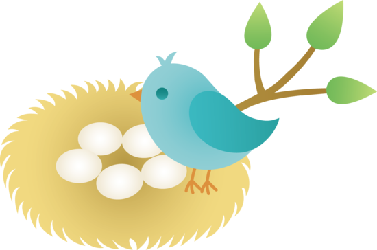 Cartoon bird nest golden egg,