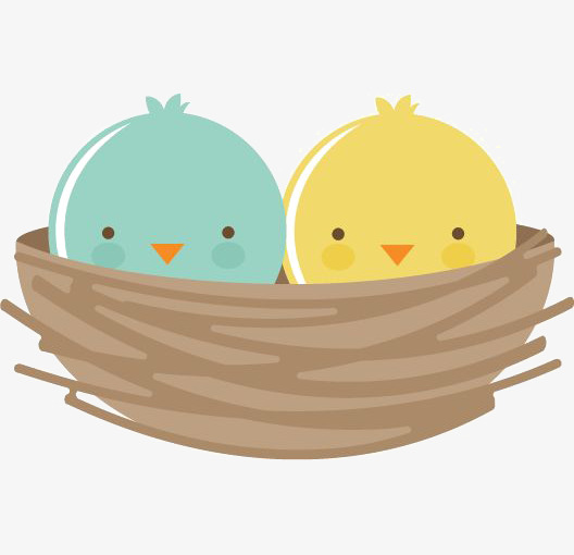 Cartoon bird nest golden egg,