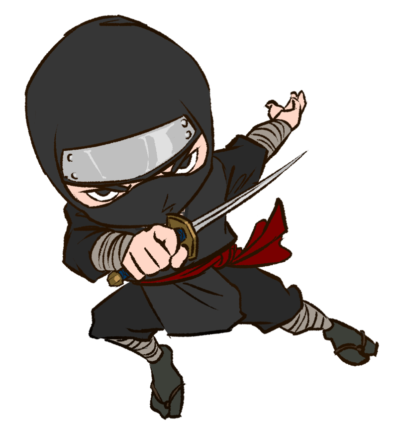 Ninja, Man, Cartoon, Sword, W