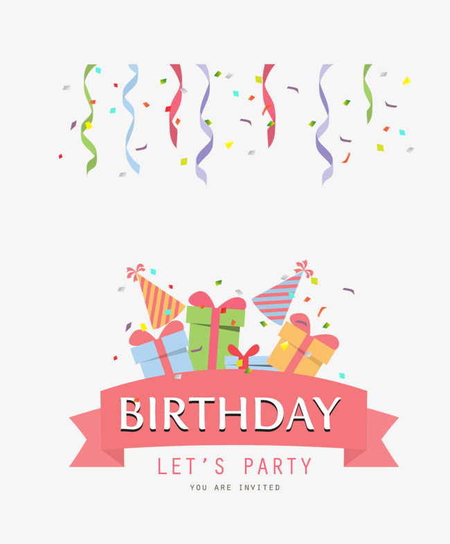 birthday party, Colored Ribbon, Atmosphere, Happy Birthday PNG Image