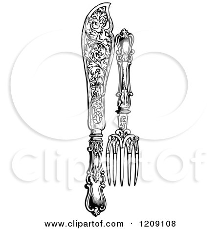 Fancy Fork PNG Black And White - 158410