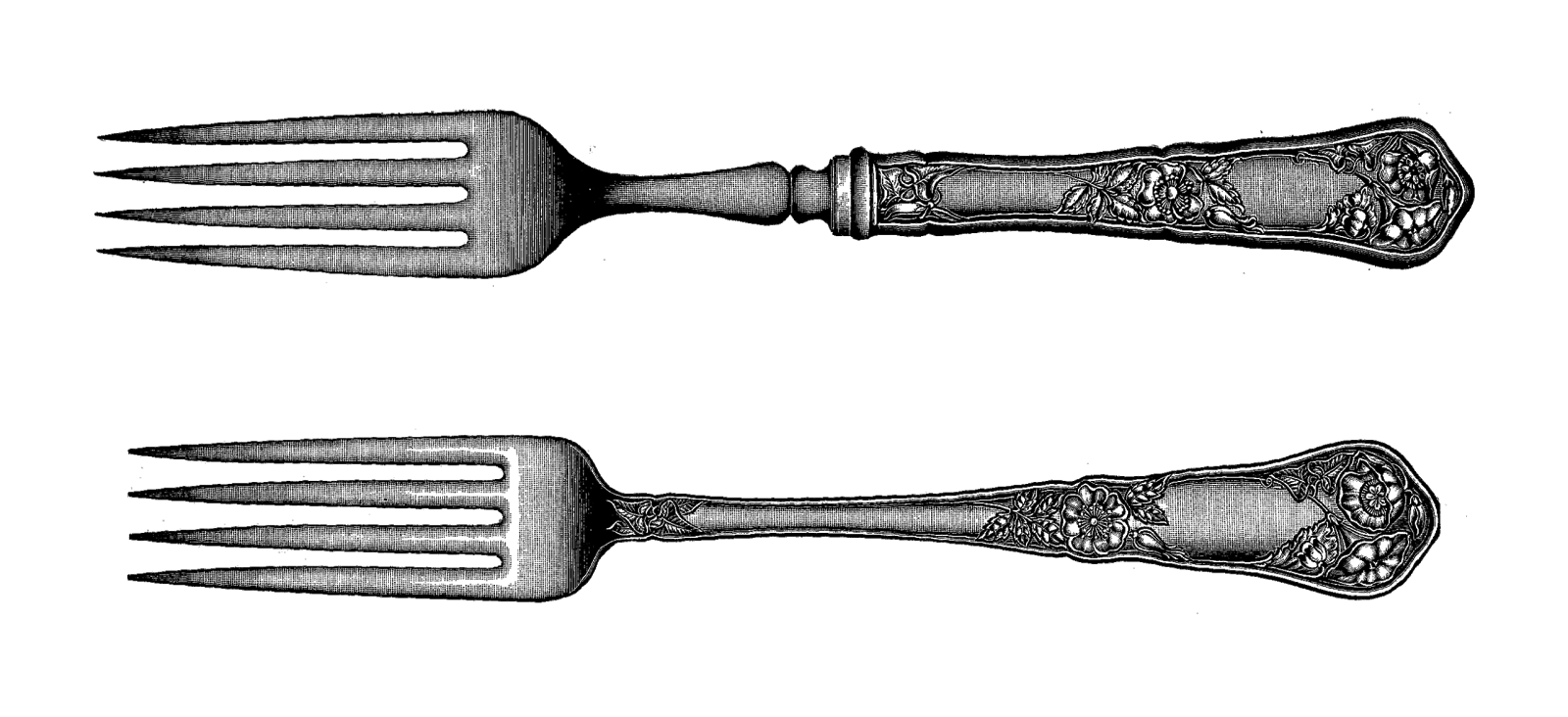 Fancy Fork PNG Black And White - 158420
