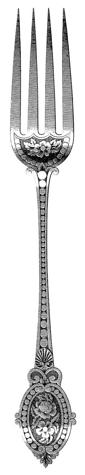 Fancy Fork PNG Black And White - 158417