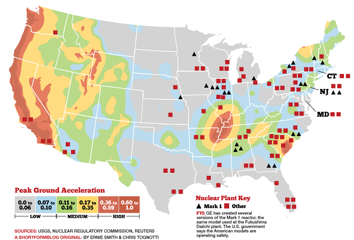 map nuclear plants and fault 