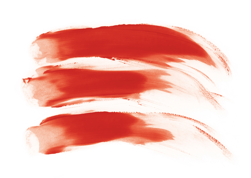 Red finger paint strokes