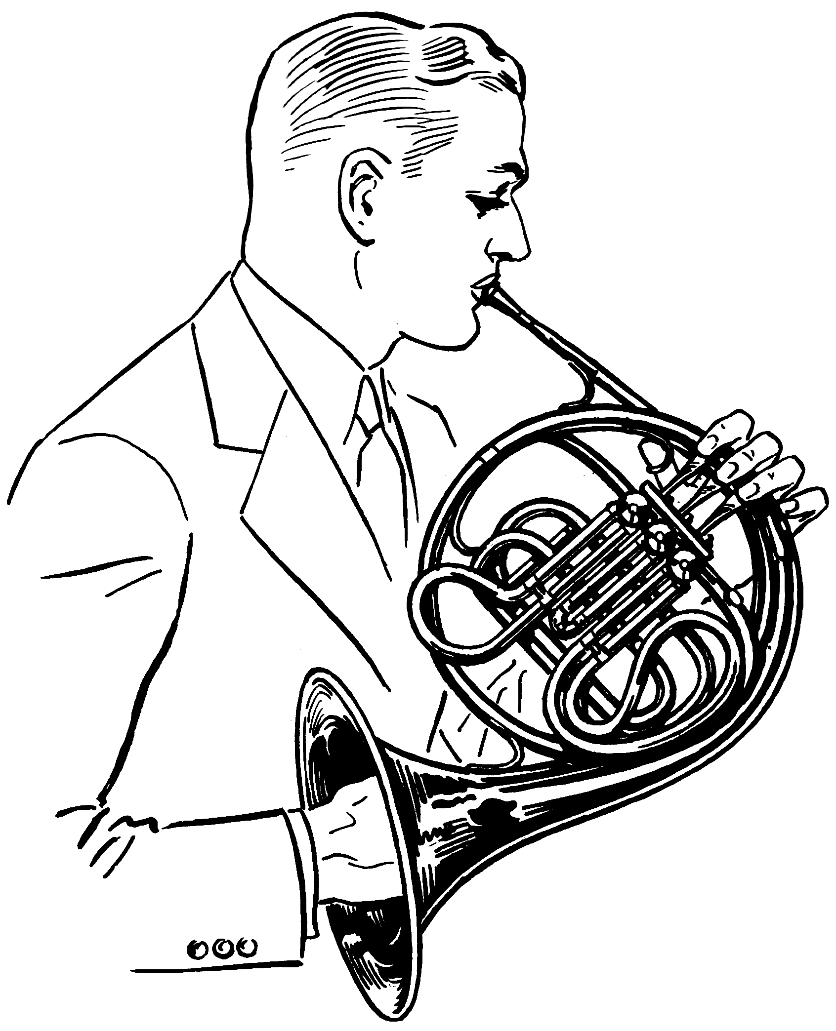 French Horn PNG Black And White - 151202