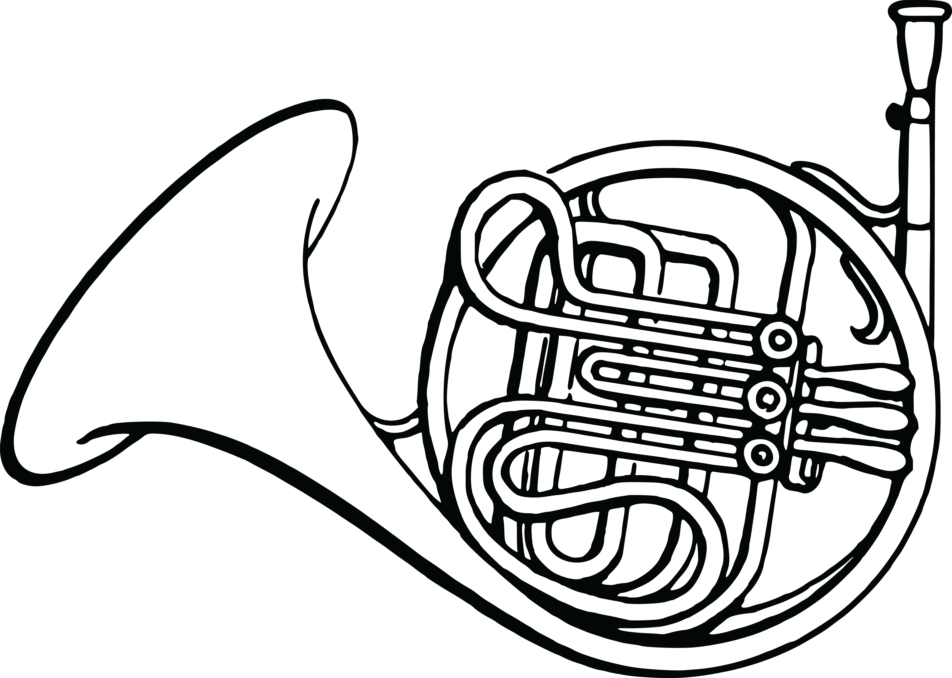 French Horn PNG Black And White - 151190