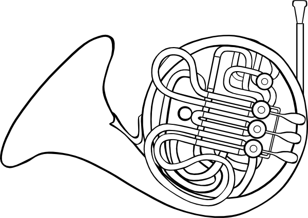 French Horn PNG Black And White - 151193