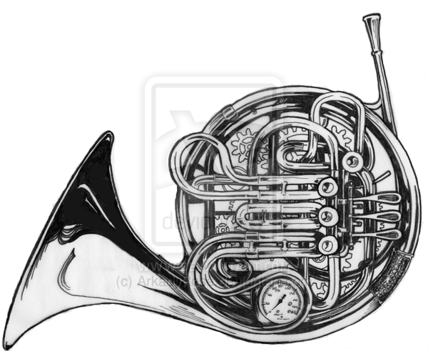 French Horn PNG Black And White - 151203