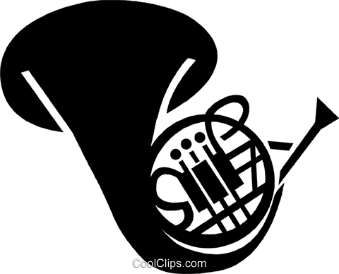 French Horn PNG Black And White - 151196