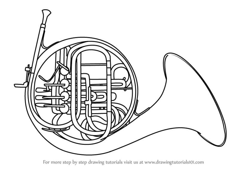 French Horn PNG Black And White - 151197
