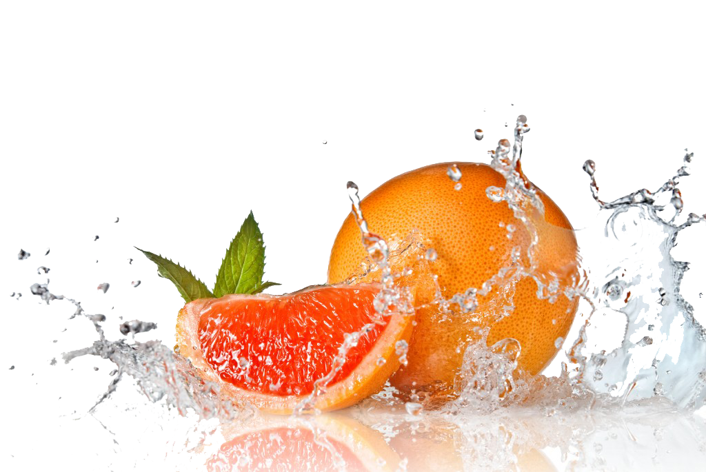 Fresh fruits falling in water