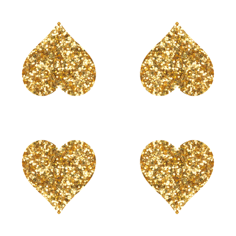 Gold Glitter Heart Print; Bla