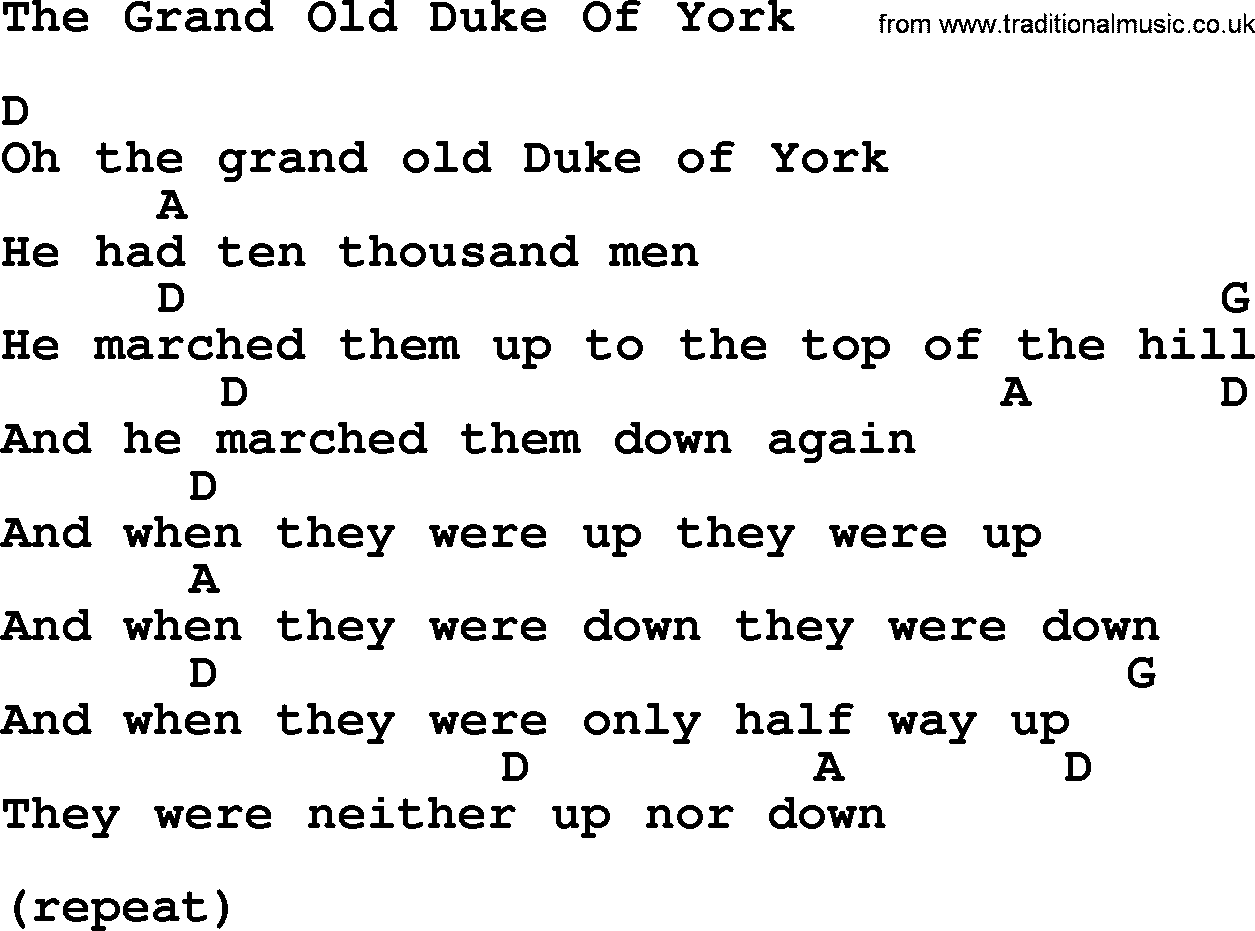 Grand Old Duke Of York PNG - 149534