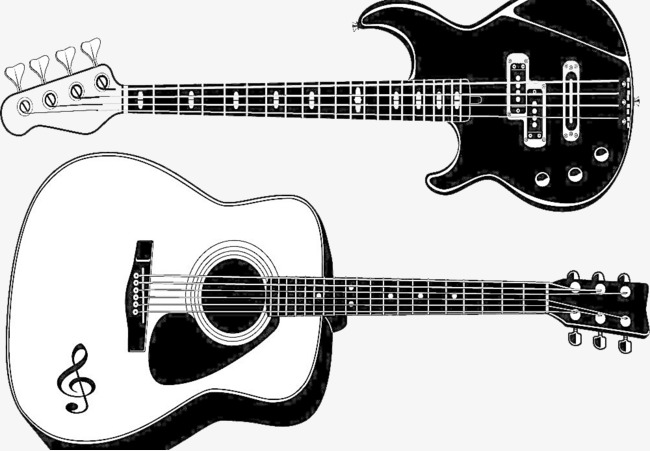 Guitare PNG Noir Et Blanc - 170671