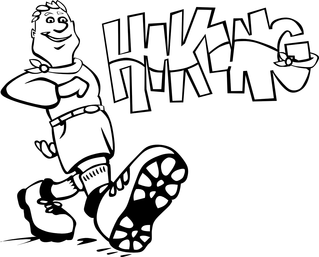 hiking clipart black and whit