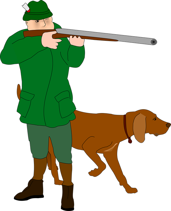 Jagd, Gewehr, Jäger mit Hund